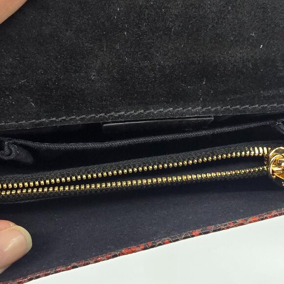 Whistles London Red Black Snake Python Print Leather Flap Clutch Wallet WOC - Picture 4 of 6